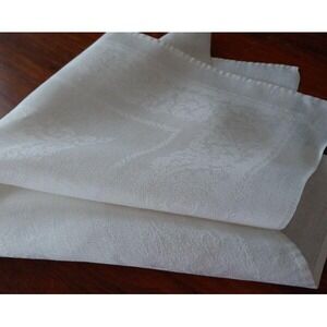 Set 8 Irish Linen Damask Dinner Napkins Art Deco Laurel Leaf Swirls Napkin 18"